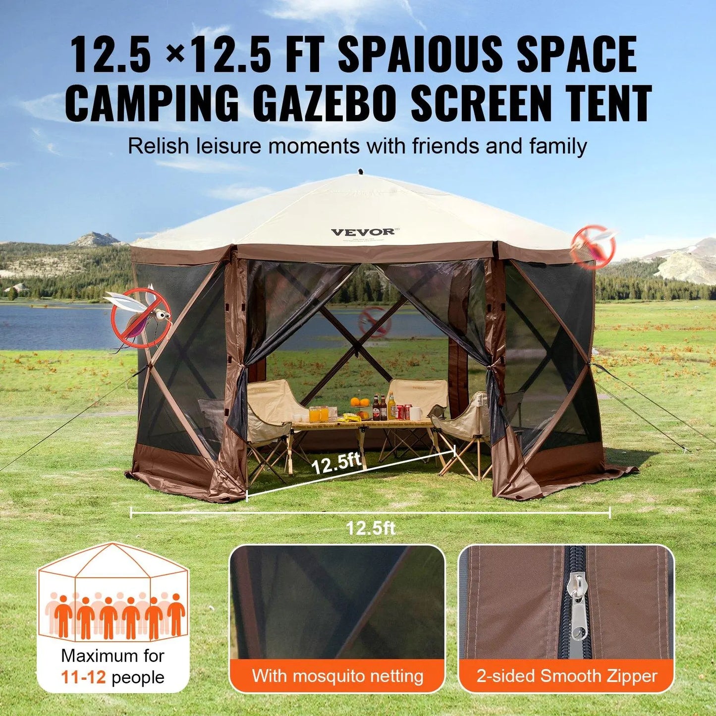 Romio Camping Gazebo Screen Tent